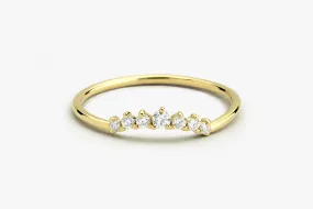 14K Gold Curved Diamond Ring