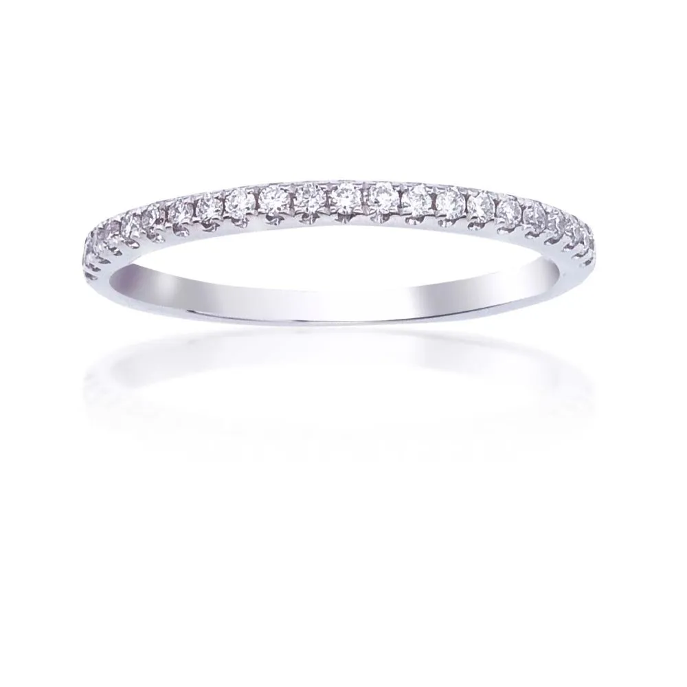 14k White Gold Pave Diamond Wedding Band