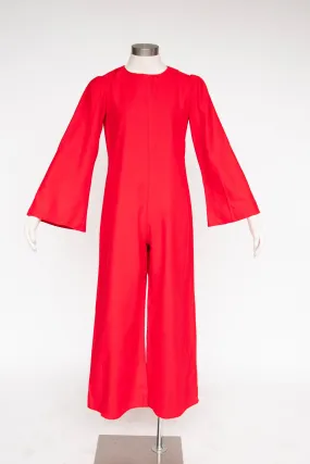 1970s Jumpsuit Cotton Wide Leg Onesie S