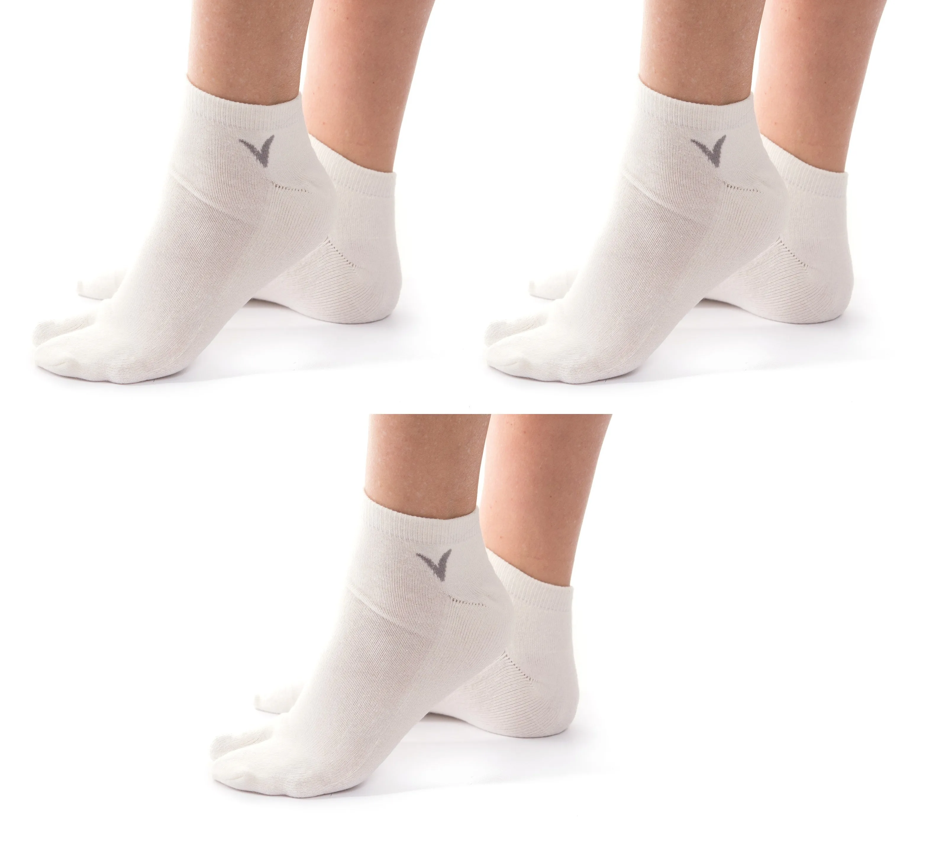 3 Pairs V-Toe Flip-Flop Tabi Big Toe White Ankle Socks Comfortable Stylish For Men And Women Fun Socks