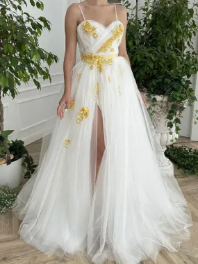 A-line Unique Gorgeous Princess Vintage Beach Long Wedding Dresses WD179