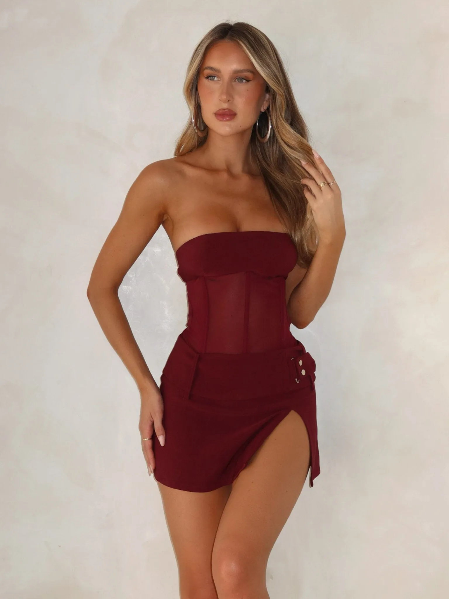 BEAU MINI DRESS BURGUNDY