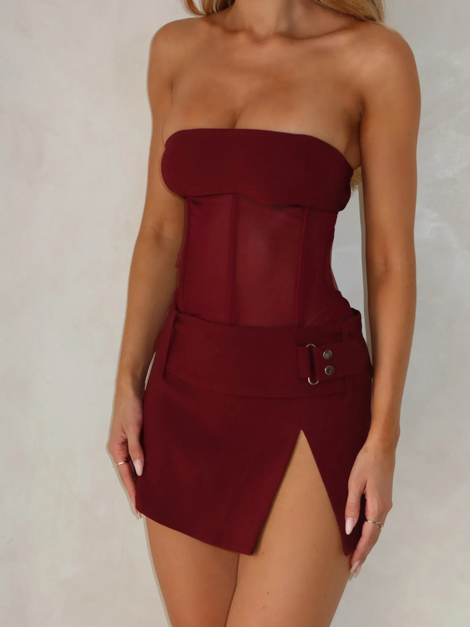 BEAU MINI DRESS BURGUNDY