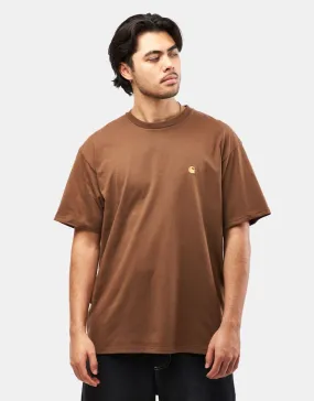 Carhartt WIP S/S Chase T-Shirt - Chocolate/Gold