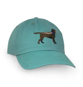 Chocolate Lab: Embroidered Twill Cap - Gulf Aqua