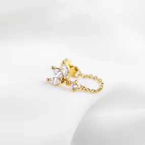 Diamond Floral Chain Earpin