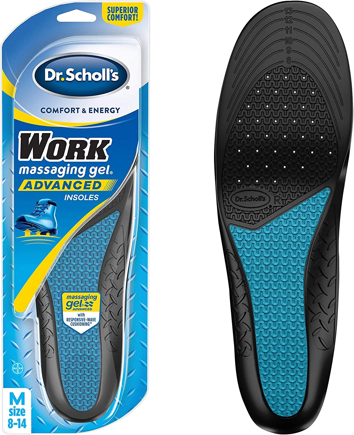 Dr. Scholl's Work Massaging Gel Advanced Insoles for Men Shoe Inserts