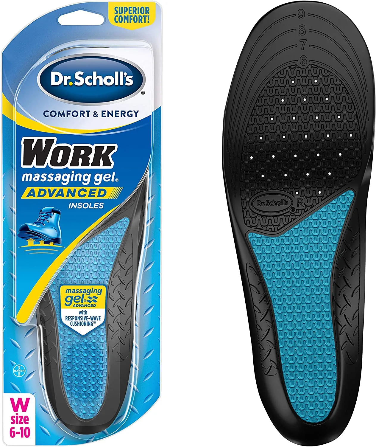 Dr. Scholl's Work Massaging Gel Advanced Insoles for Men Shoe Inserts