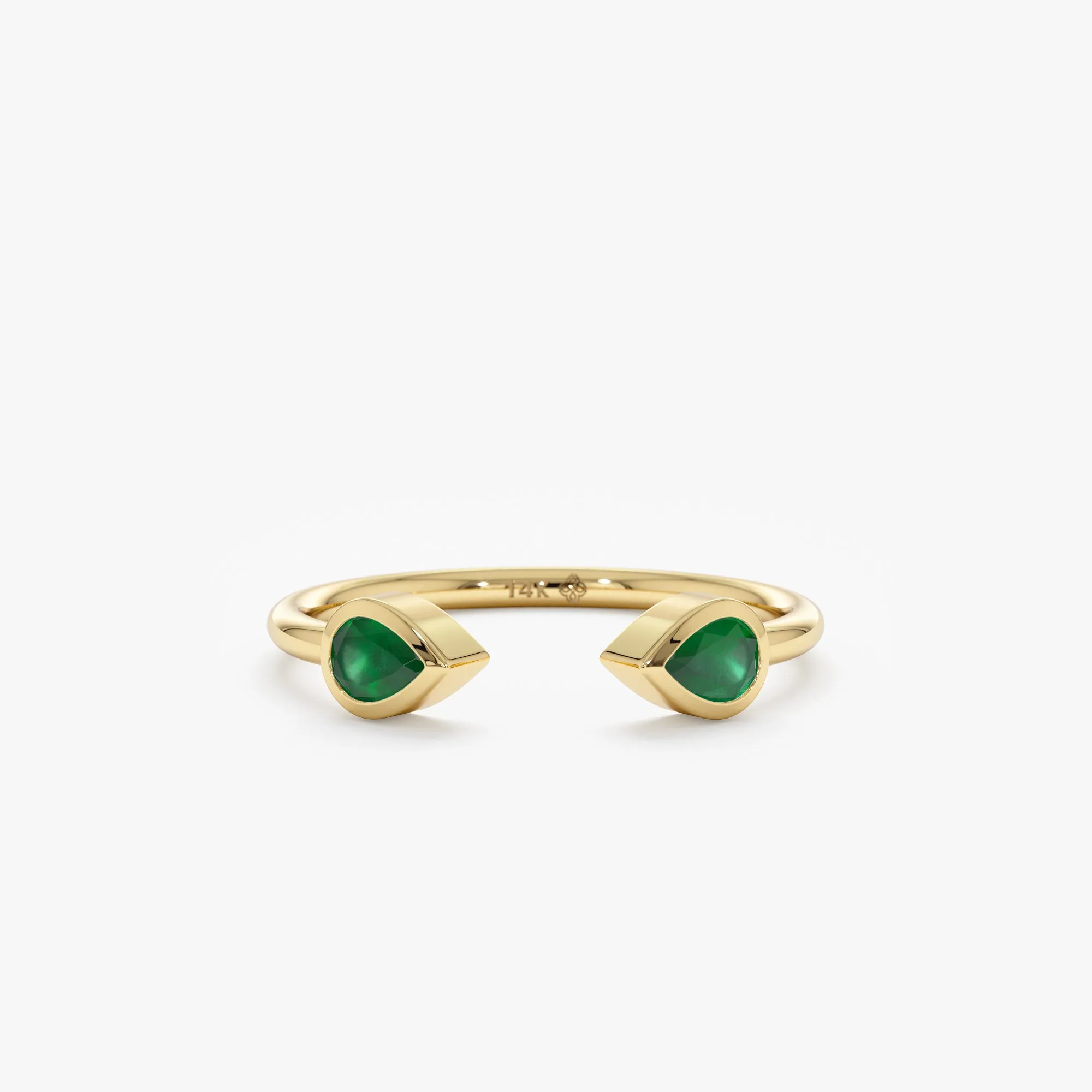 Drop Emerald Open Ring, Gaea