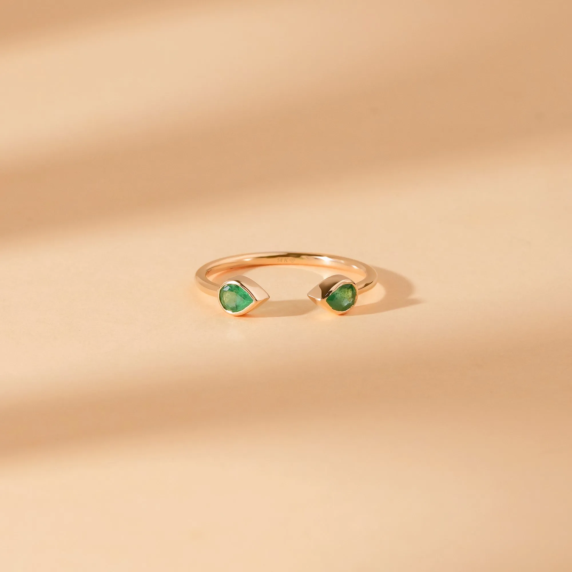 Drop Emerald Open Ring, Gaea