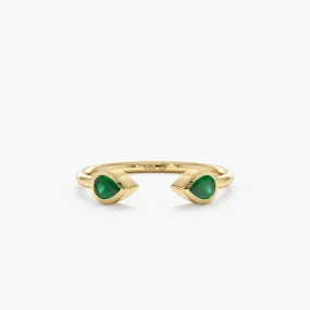 Drop Emerald Open Ring, Gaea