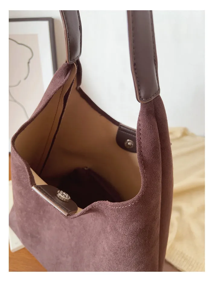 Elena Handbags Simple Suede Tote Bag