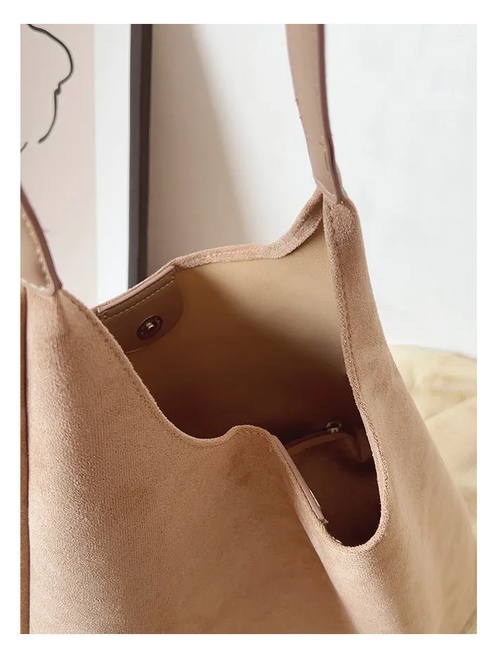 Elena Handbags Simple Suede Tote Bag