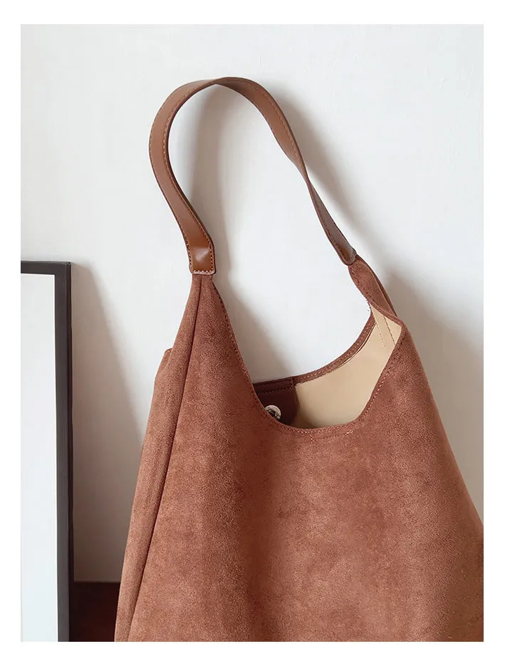 Elena Handbags Simple Suede Tote Bag