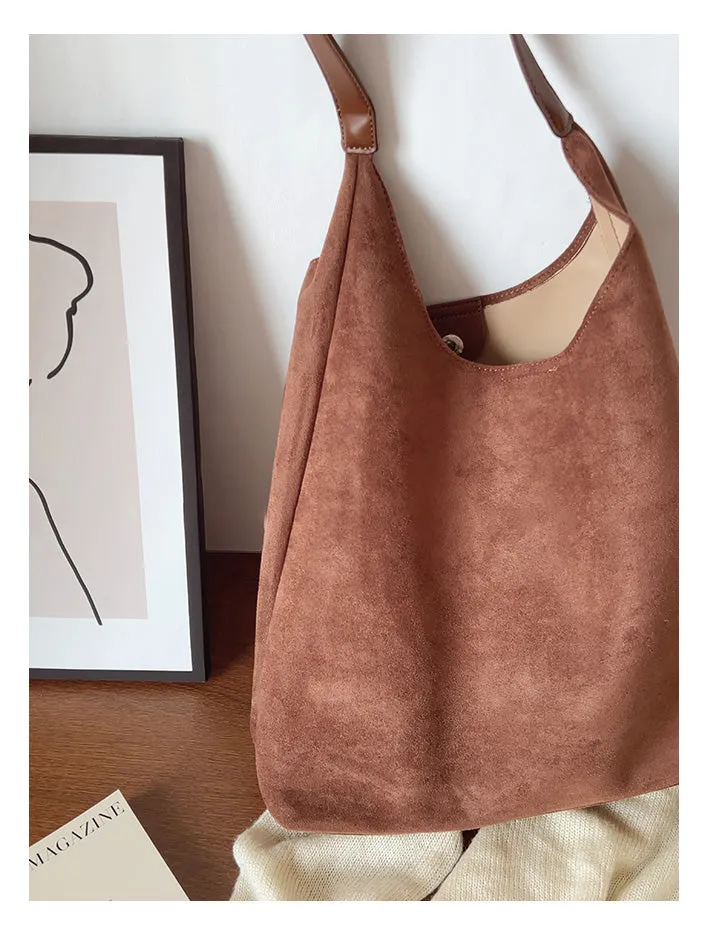 Elena Handbags Simple Suede Tote Bag