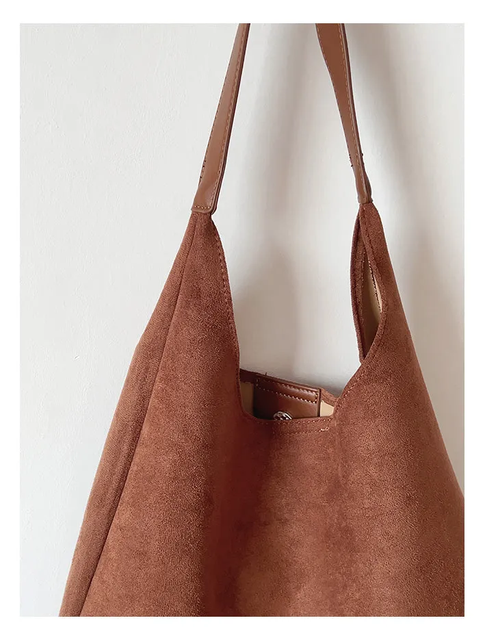 Elena Handbags Simple Suede Tote Bag