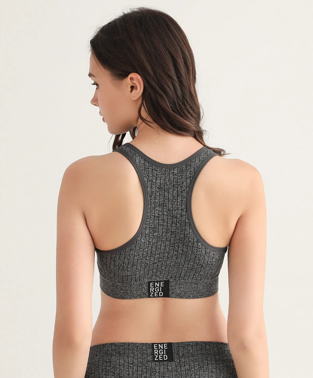 Energized Space Exploration Ribbed Racer-Back Sports Bra