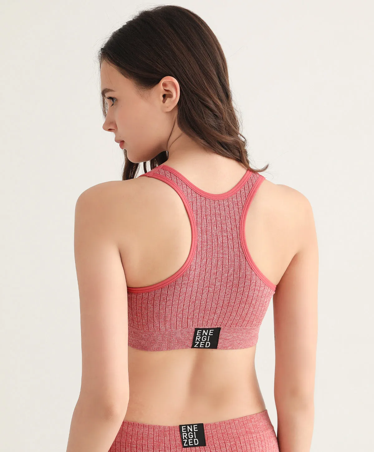 Energized Space Exploration Ribbed Racer-Back Sports Bra