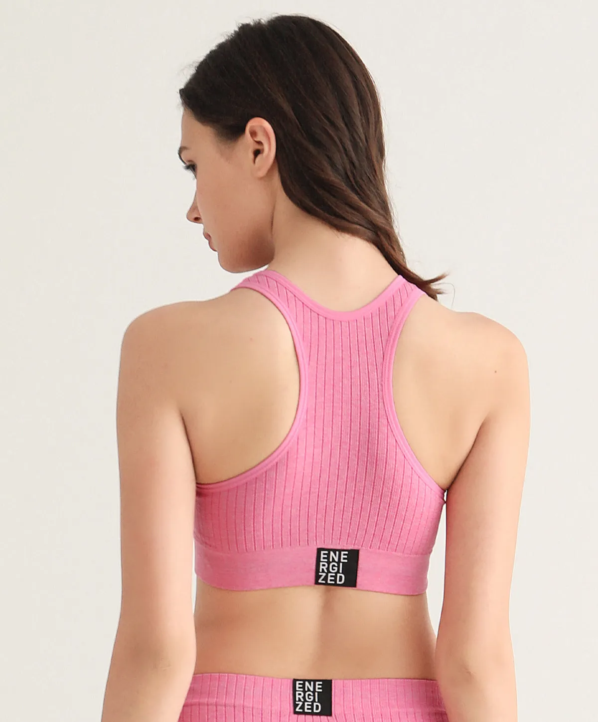 Energized Space Exploration Ribbed Racer-Back Sports Bra