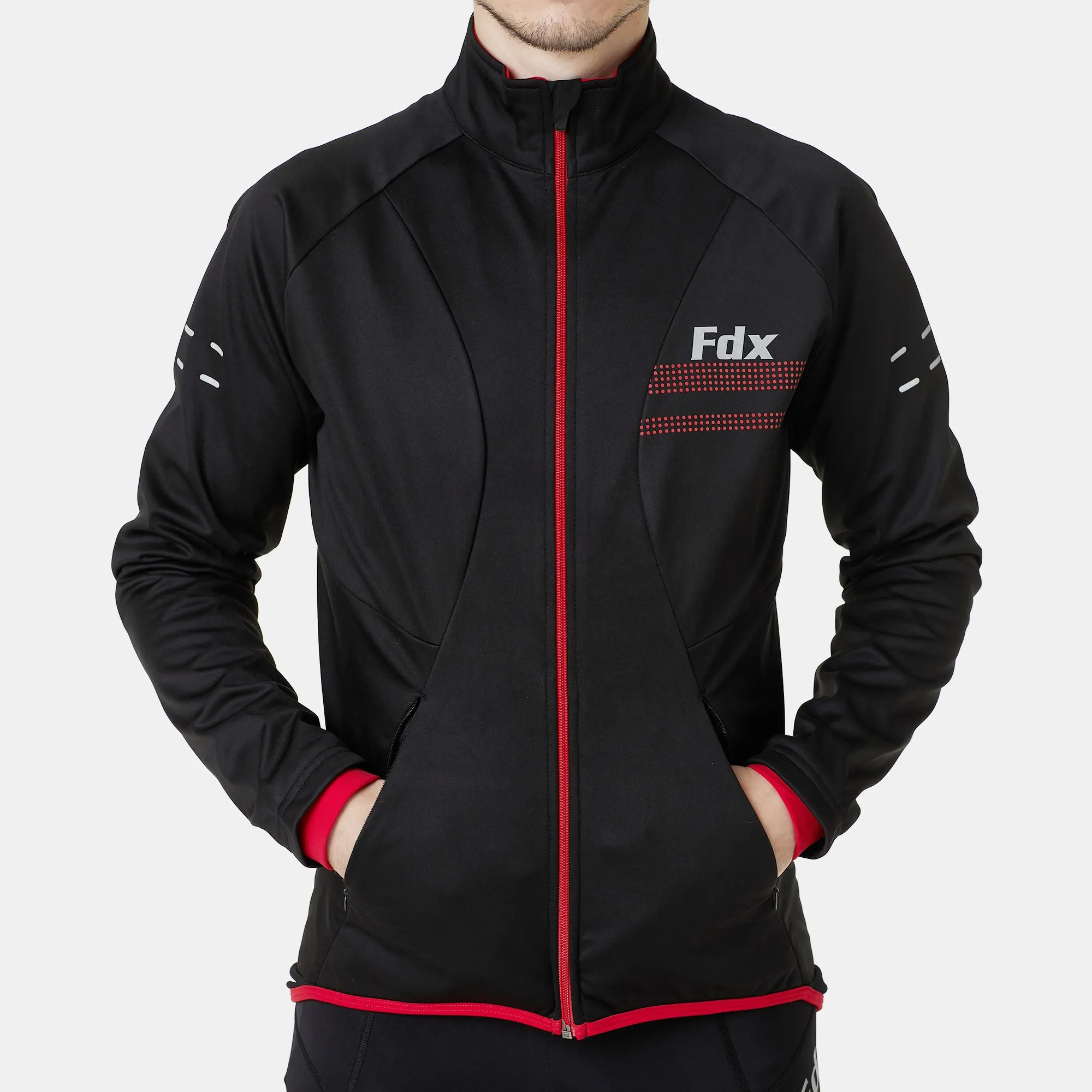 Fdx Arch Softshell Men's & Boy's Red Windproof & Water Resistant Cycling Jacket