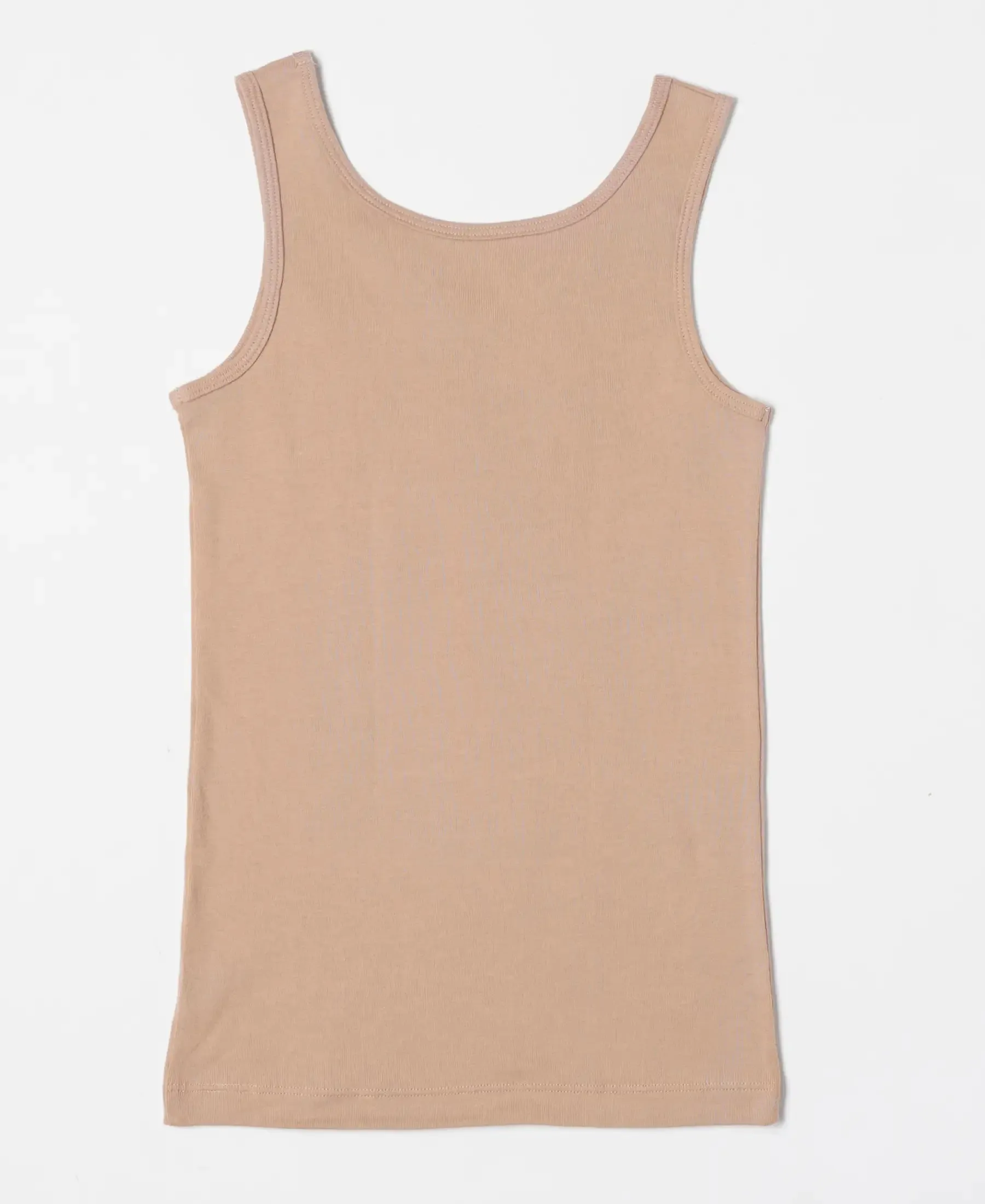 Girl's Super Combed Cotton Rib Solid Inner Tank Top - Skin