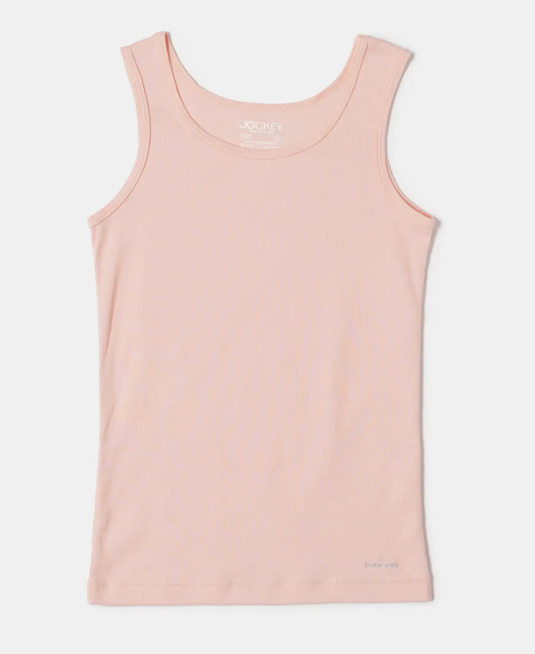 Girl's Super Combed Cotton Rib Solid Inner Tank Top - Tropical Peach