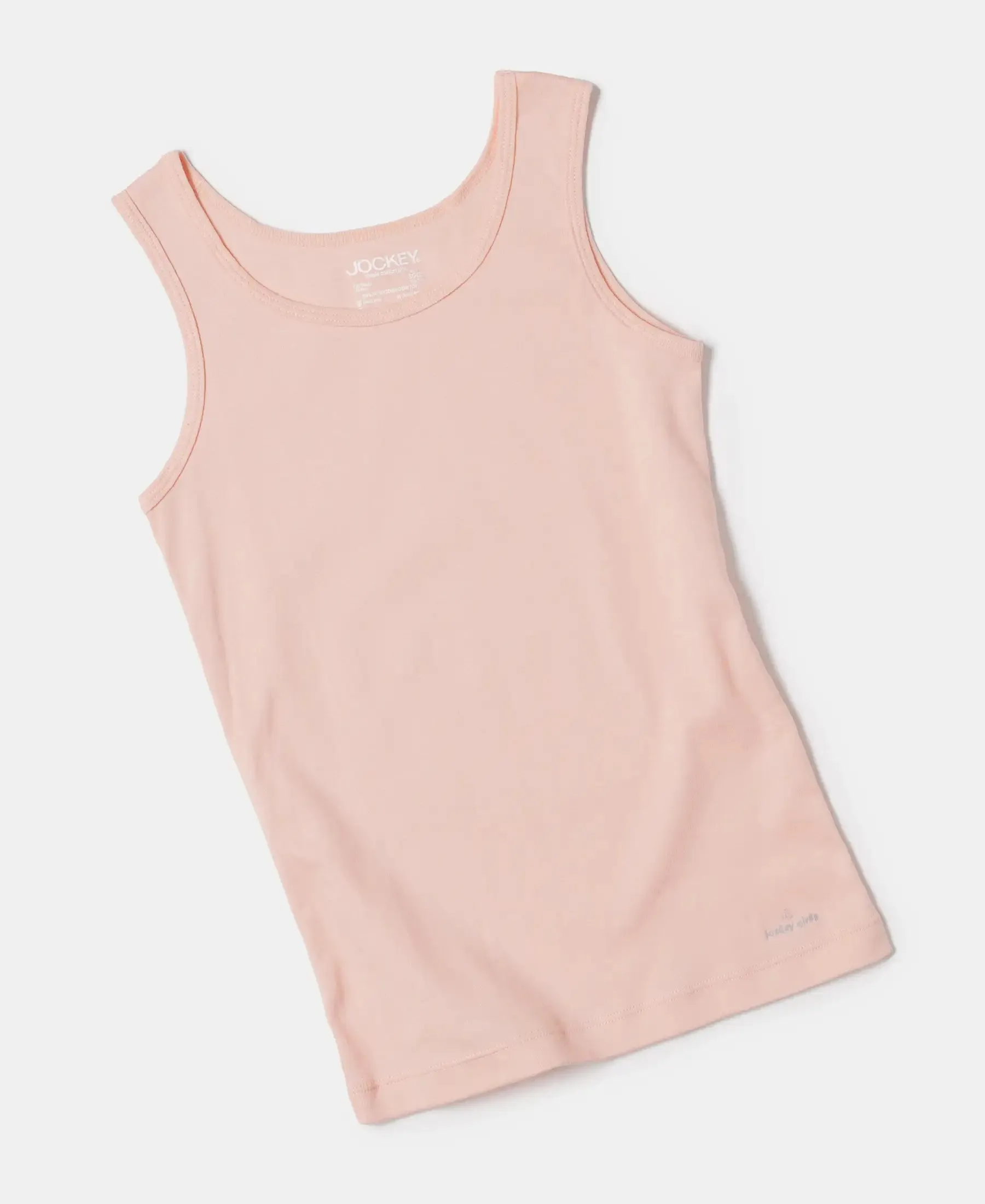 Girl's Super Combed Cotton Rib Solid Inner Tank Top - Tropical Peach