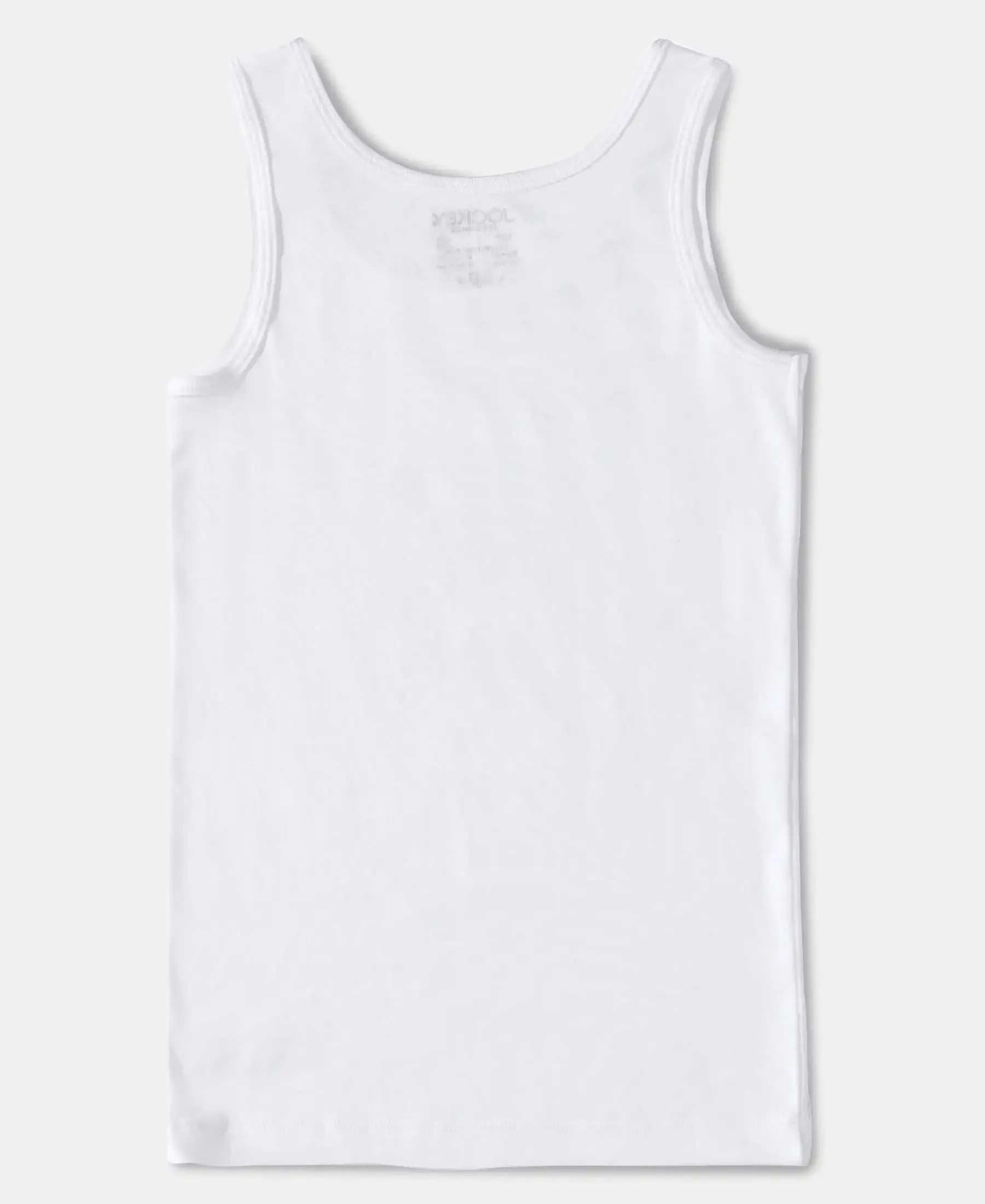 Girl's Super Combed Cotton Rib Solid Inner Tank Top - White