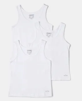 Girl's Super Combed Cotton Solid Inner Tank Top - White (Pack of 3)