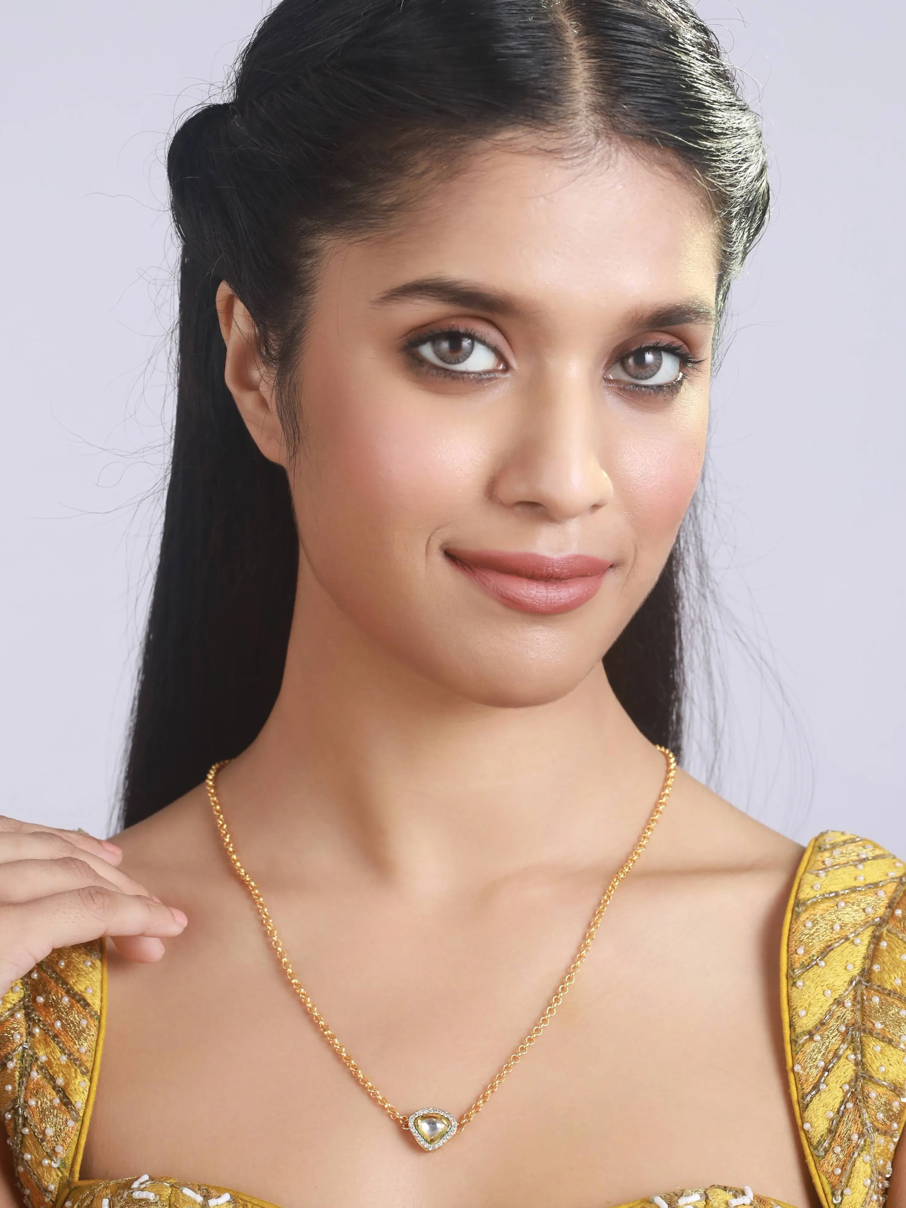 Gold-Plated & Kundan Studded Necklace