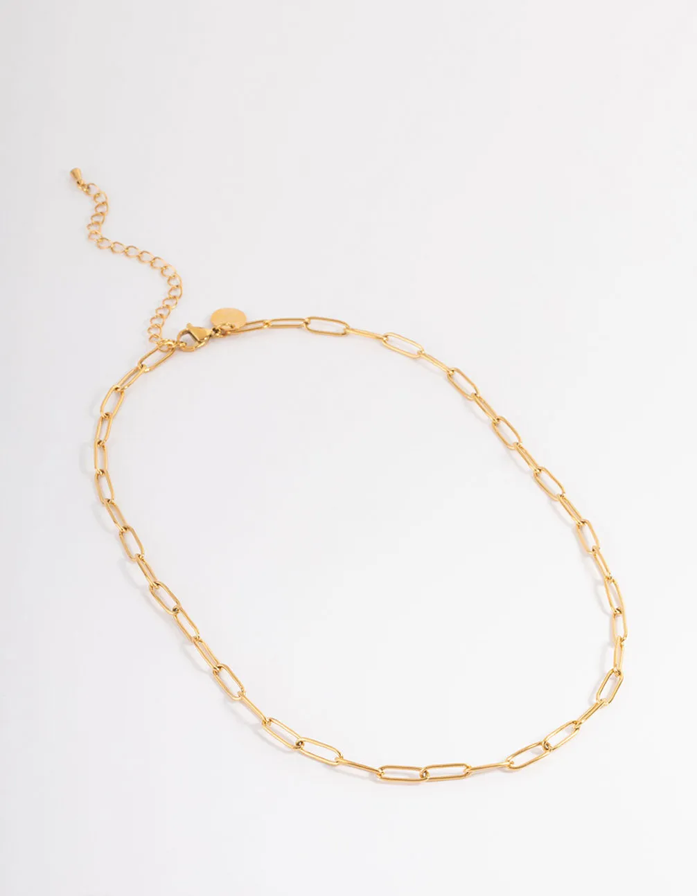 Gold Plated Stainless Steel Open Oval Link Necklace