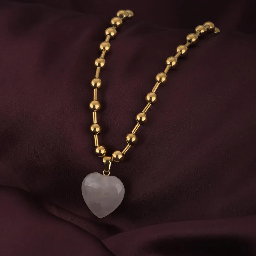 Golden Romance Heart Pendant Necklace