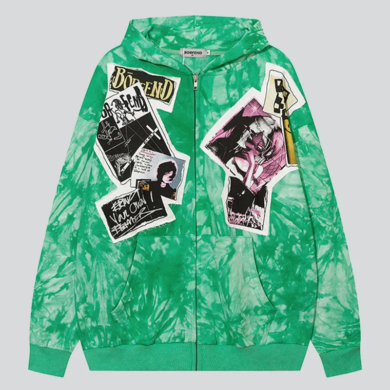 Graffiti Poster Patch Couple Hoodies