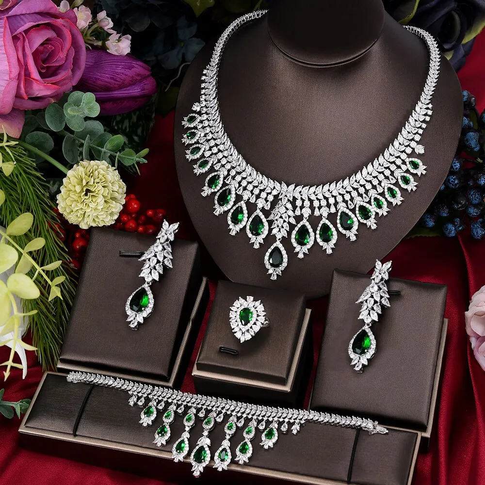 Green CZ Luxury African Jewelry Sets