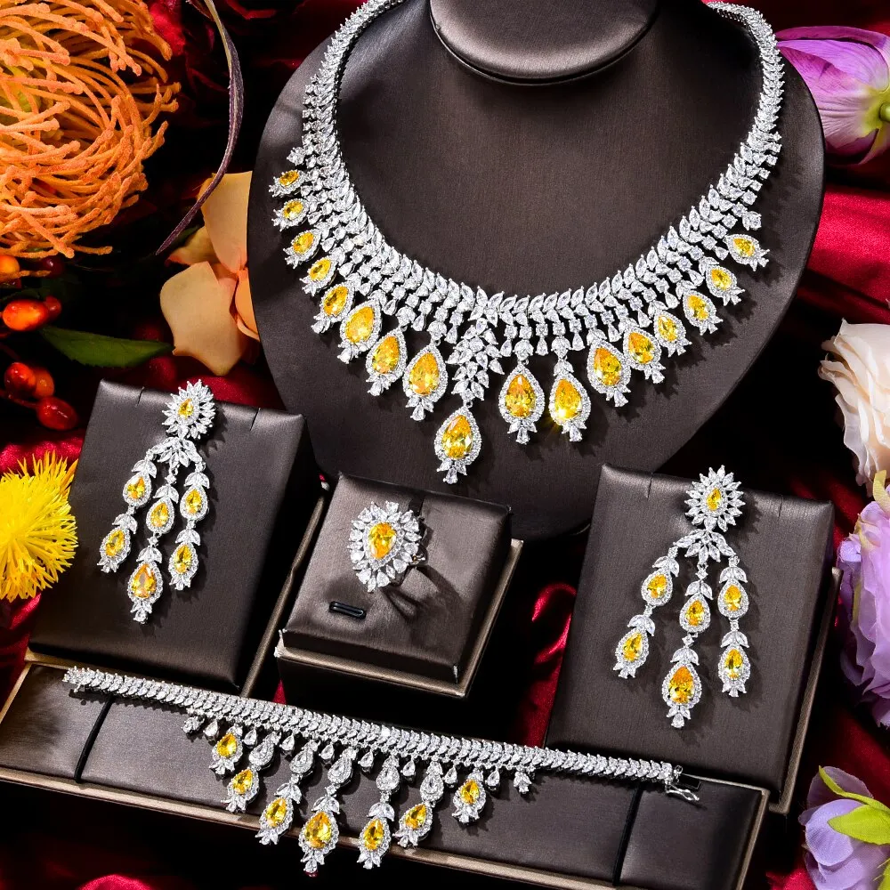 Green CZ Luxury African Jewelry Sets