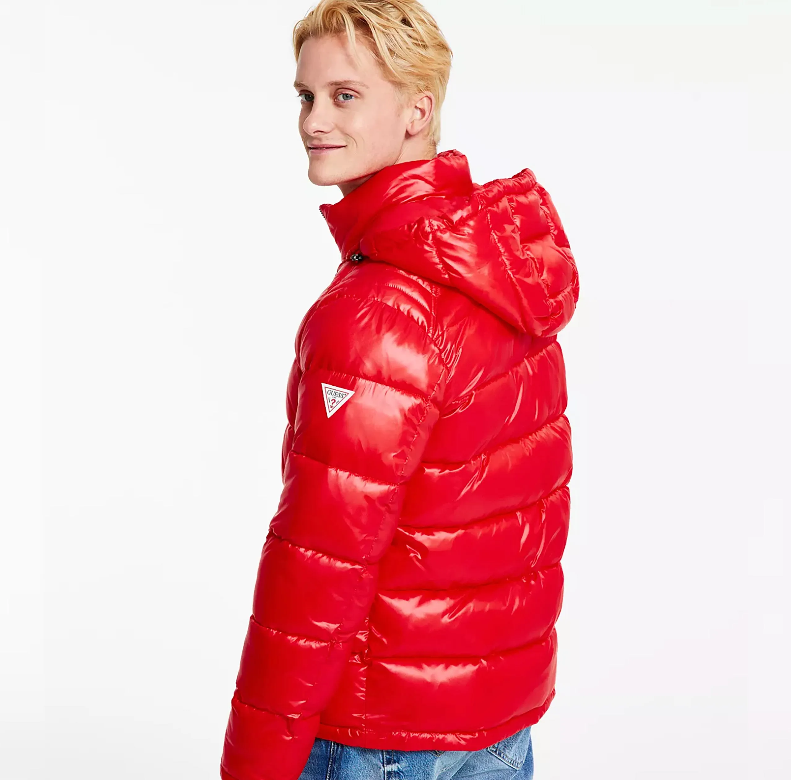 Guess - Men - Puffer Jacket w/ Hood - Crimson