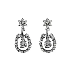 JewelMaze Austrian Stone Silver Plated Stud Earrings ( assorted design )