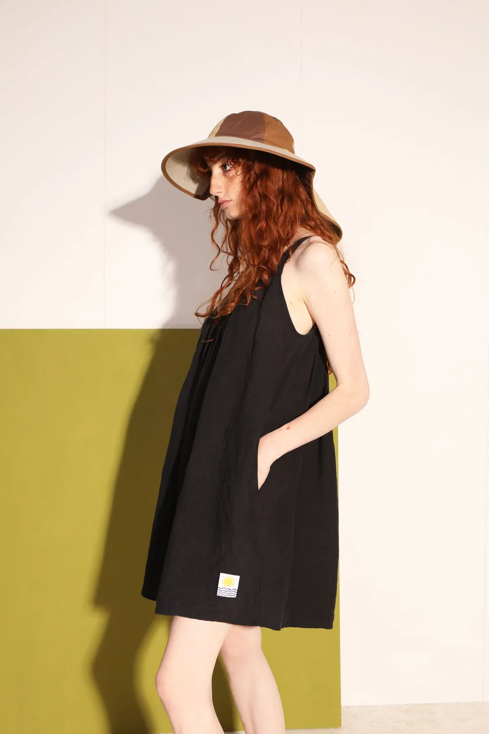 L F Markey Black Linen Romper