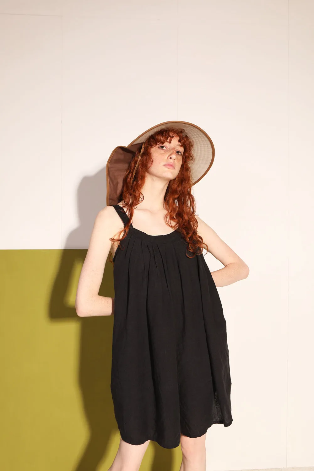 L F Markey Black Linen Romper