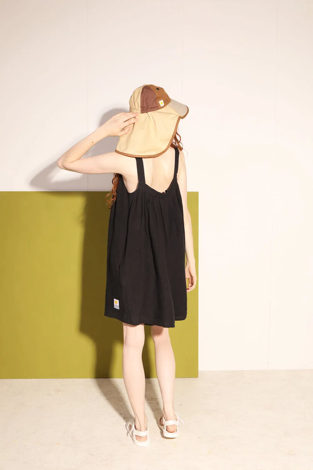 L F Markey Black Linen Romper