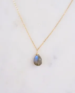 Labradorite Simple Drop Necklace