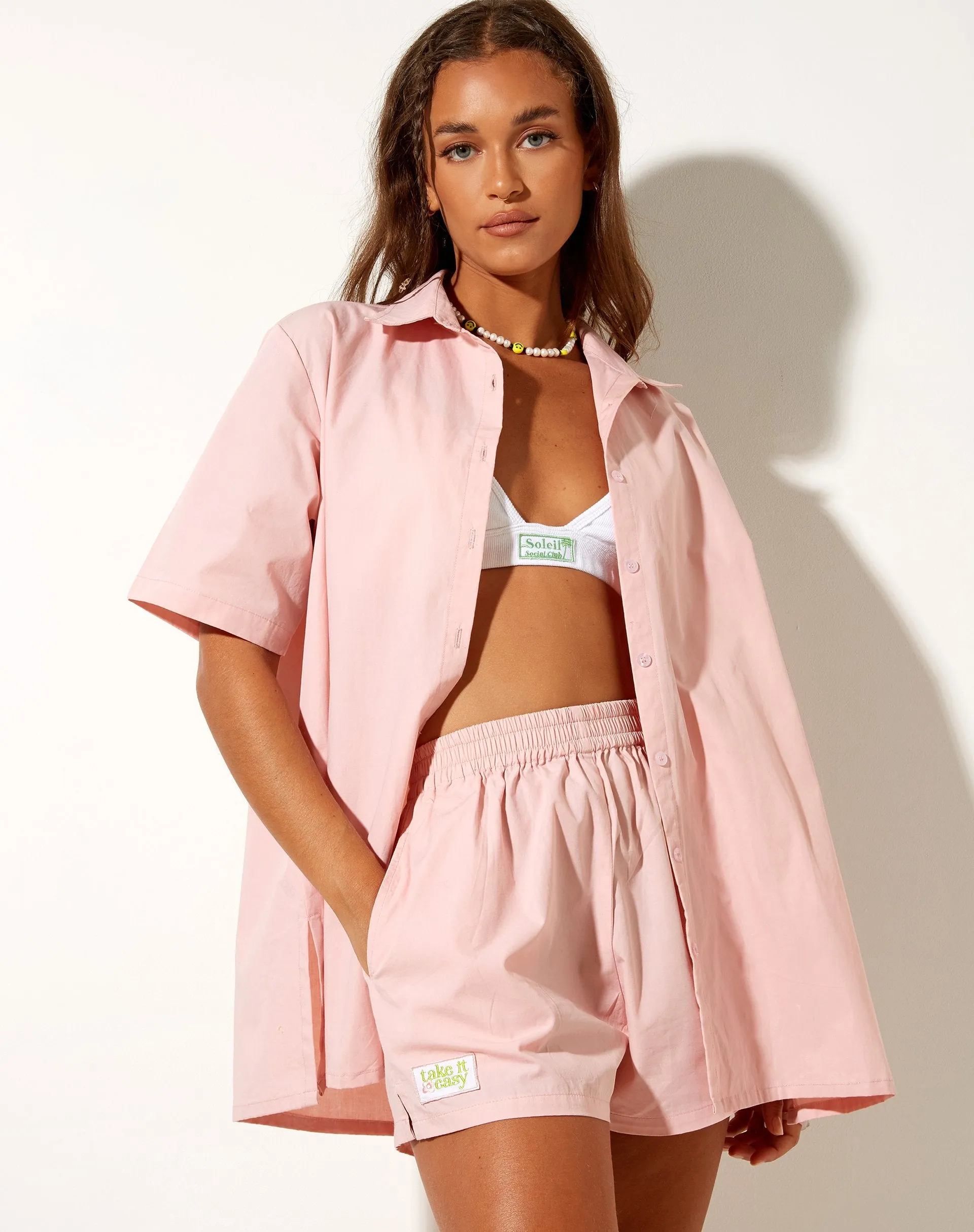 Lala Short in Poplin Pink Lady Take It Easy