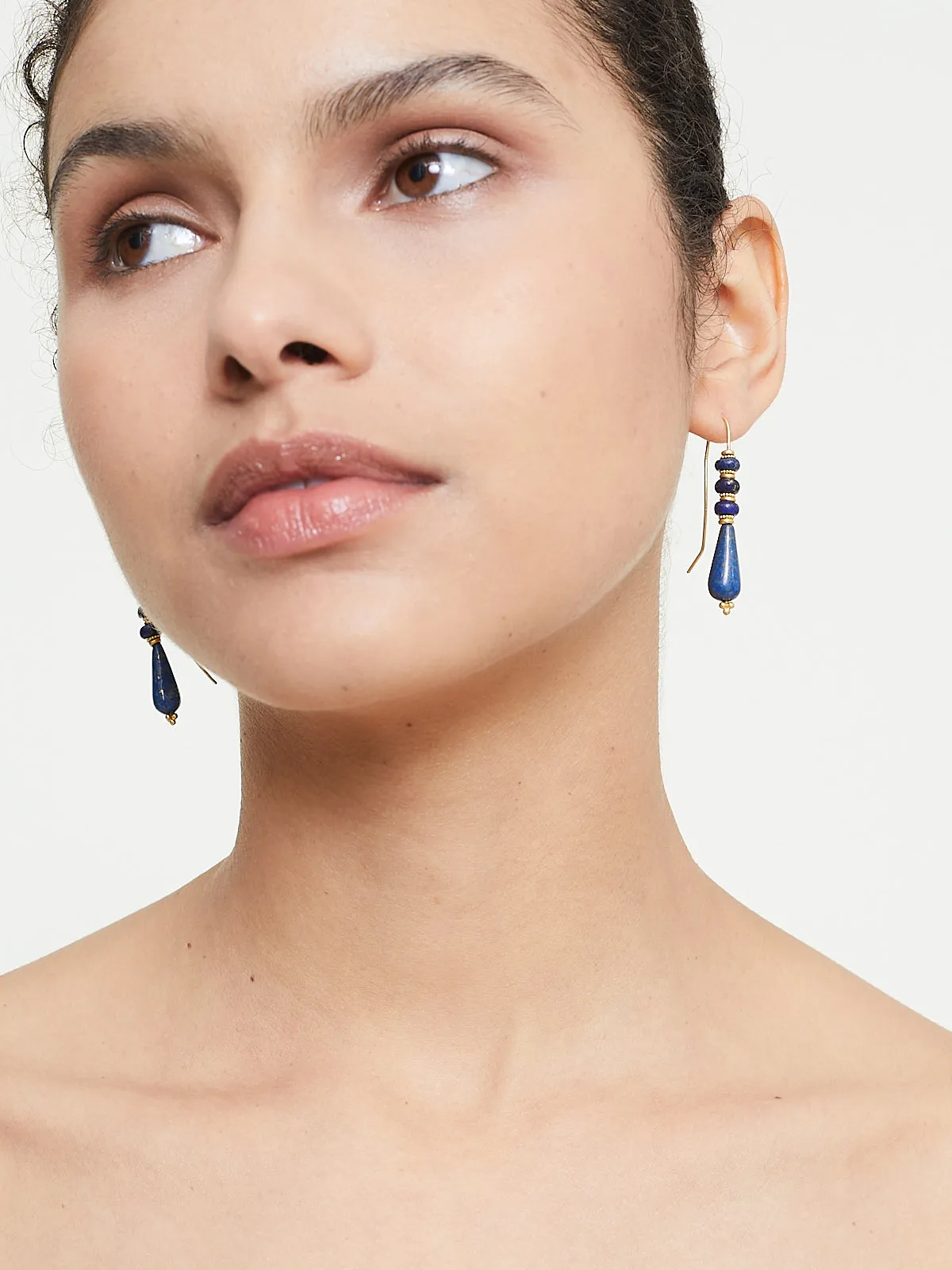 Lapis Linea Earrings in 22k Yellow Gold