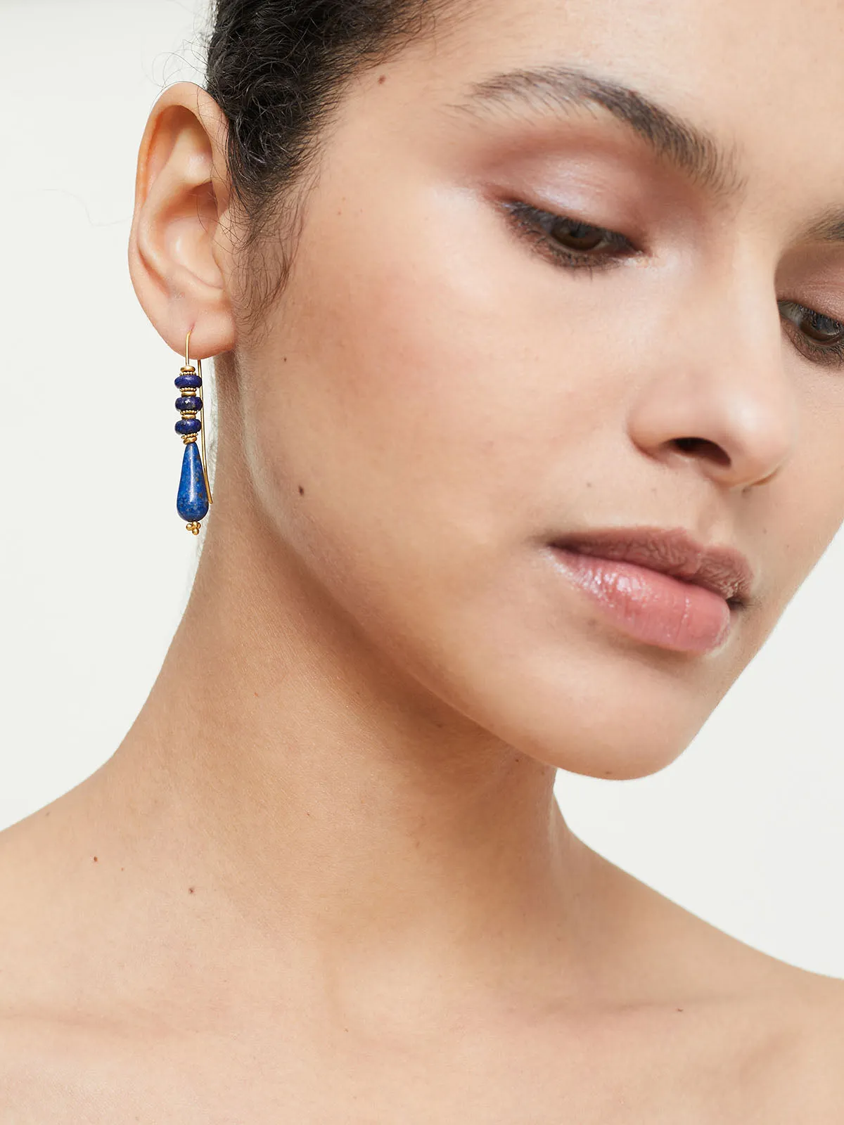 Lapis Linea Earrings in 22k Yellow Gold