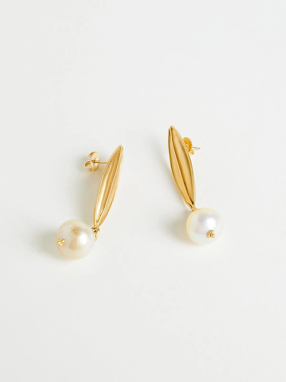 Laurel South Sea Pearl Drop Earrings in 22k Yellow Gold