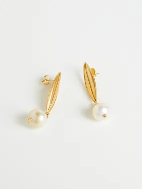 Laurel South Sea Pearl Drop Earrings in 22k Yellow Gold