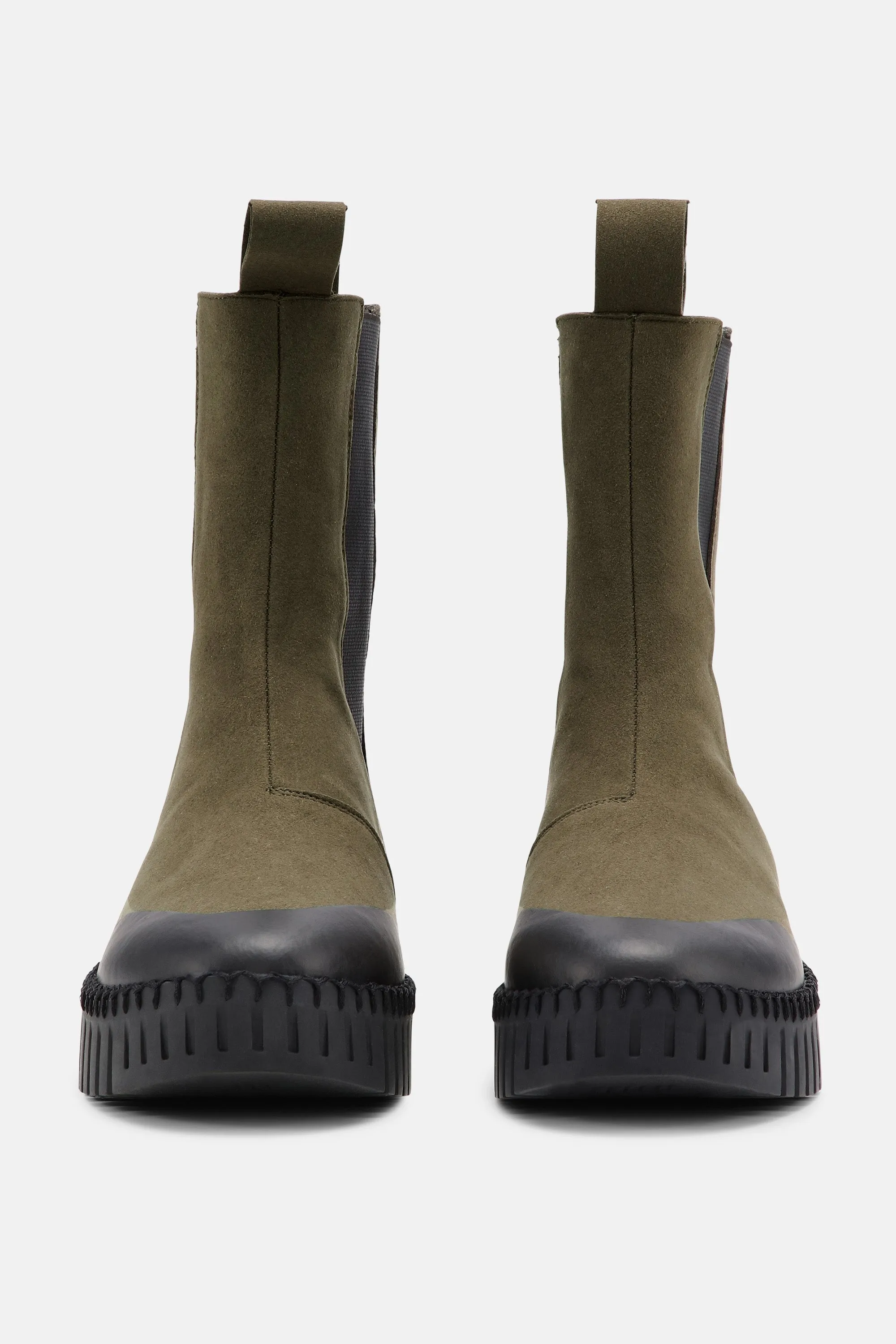 Long Chelsea Boots - Deep Olive Black