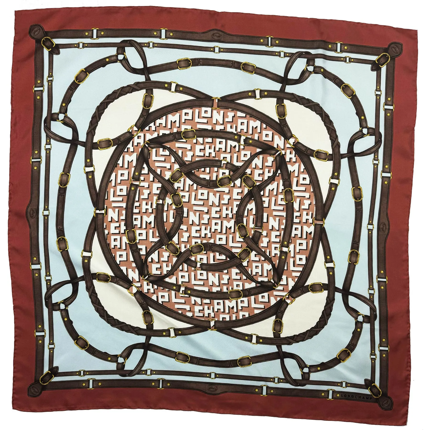 Longchamp Silk Scarf Equestrian Design - Square Foulard