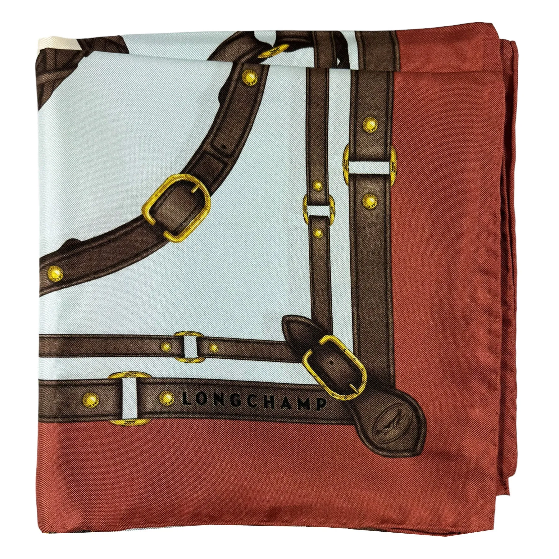 Longchamp Silk Scarf Equestrian Design - Square Foulard