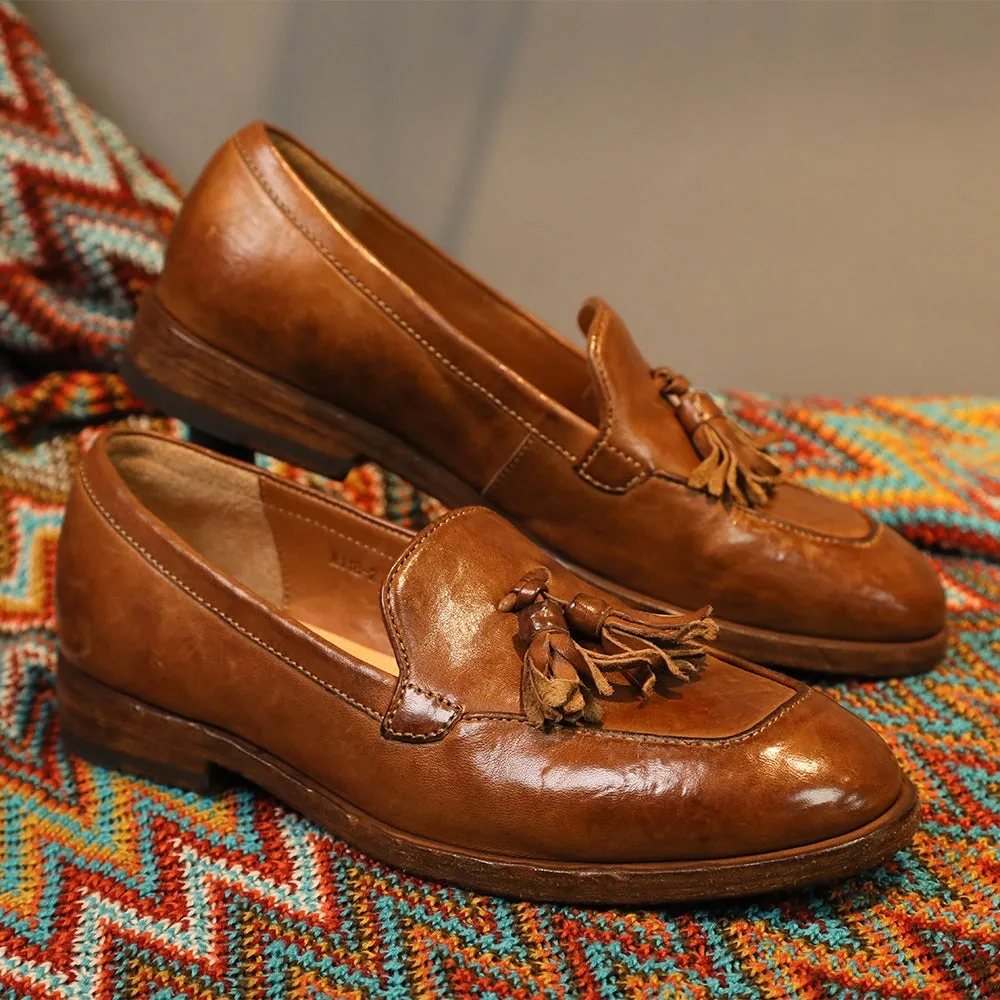 Mantova Series-Classic Loafer Shoes For Women Goodyear Horse Leather with Tassels in Brown